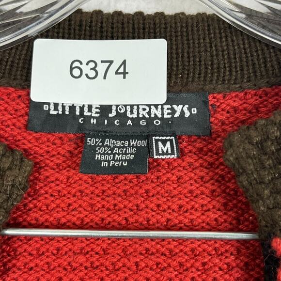 Little Journeys Chicago Knit Sweater Women's Size M Alpaca Wool Blend Red V Neck - Picture 5 of 8